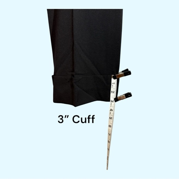 Larry Levine Stretch Petite Dress Slacks Black with Cuff Pant Legs Size 6P - Picture 4 of 10